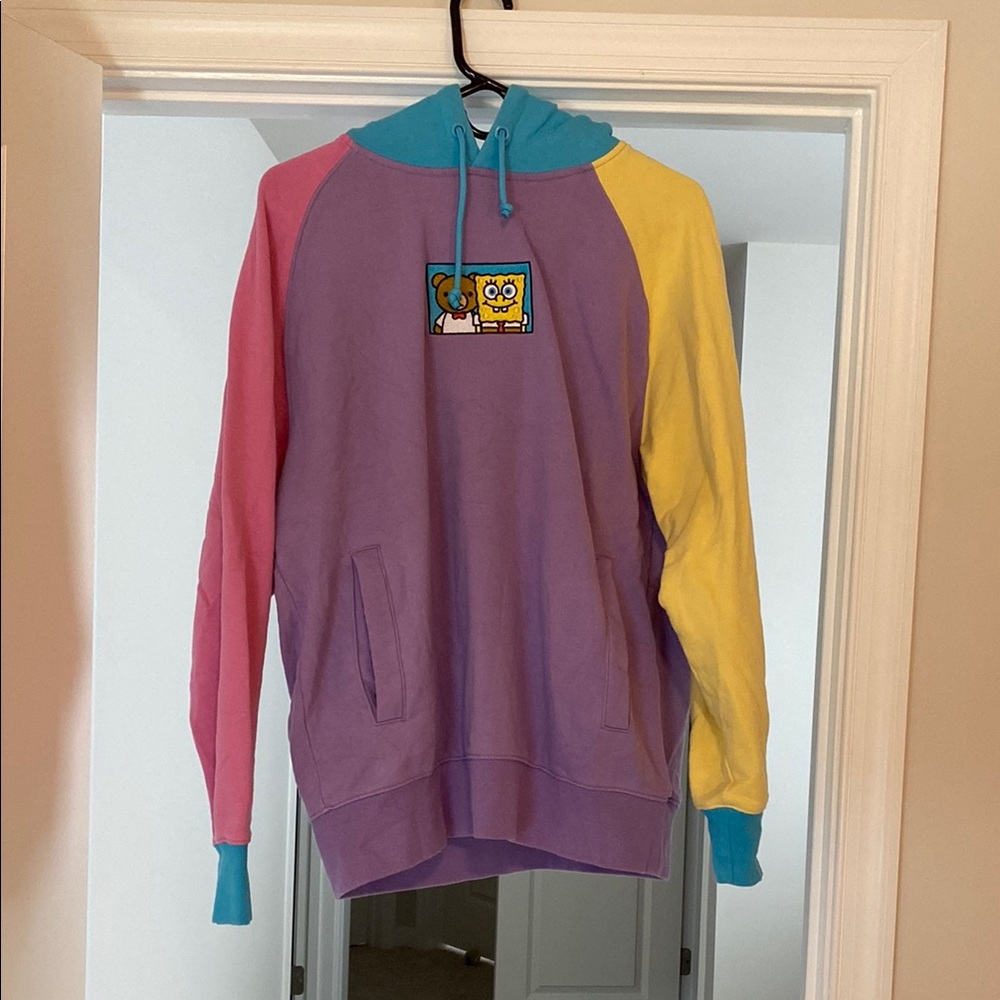 Teddy Fresh x SpongeBob color block Hoodie. Size M